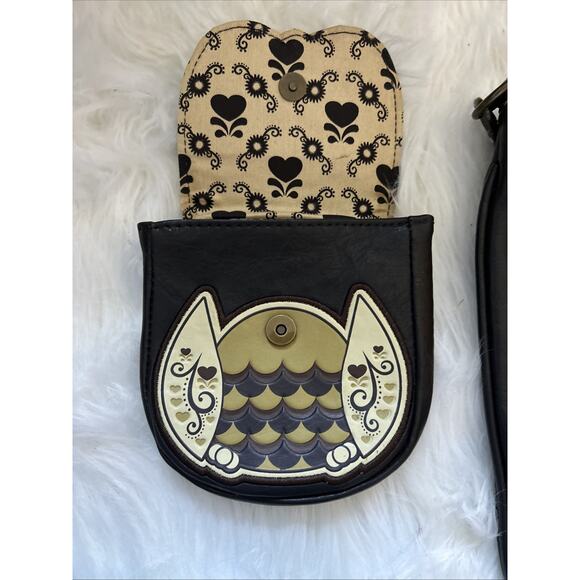 Loungefly Embroidered Owl With Heart Eyes Adj. Strap Crossbody Bag AND Coinpurse - Picture 12 of 16